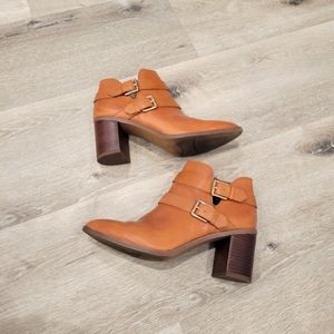 EUC Franco Sarto Cognac Buck Ankle Bootie